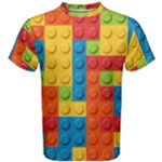 Lego Bricks, Colorful Dots Background Men s Cotton T-Shirt