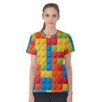 Lego Bricks, Colorful Dots Background Women s Cotton T-Shirt