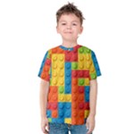 Lego Bricks, Colorful Dots Background Kids  Cotton T-Shirt