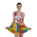 Lego Bricks, Colorful Dots Background Mini Skirt