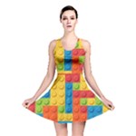 Lego Bricks, Colorful Dots Background Reversible Skater Dress