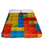 Lego Bricks, Colorful Dots Background Fitted Sheet (Queen Size)