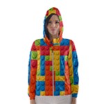 Lego Bricks, Colorful Dots Background Women s Hooded Windbreaker