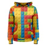 Lego Bricks, Colorful Dots Background Women s Pullover Hoodie