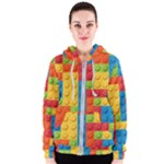 Lego Bricks, Colorful Dots Background Women s Zipper Hoodie