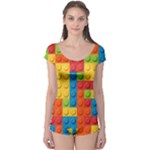 Lego Bricks, Colorful Dots Background Boyleg Leotard 