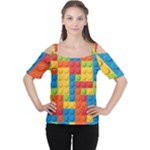 Lego Bricks, Colorful Dots Background Cutout Shoulder T-Shirt