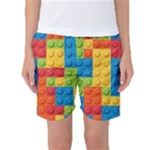 Lego Bricks, Colorful Dots Background Women s Basketball Shorts