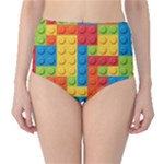 Lego Bricks, Colorful Dots Background Classic High-Waist Bikini Bottoms