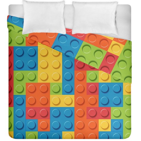 Lego Bricks, Colorful Dots Background Duvet Cover Double Side (King Size) from ArtsNow.com