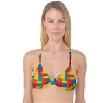 Lego Bricks, Colorful Dots Background Reversible Tri Bikini Top