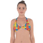 Lego Bricks, Colorful Dots Background Halter Neck Bikini Top