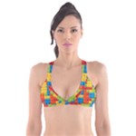 Lego Bricks, Colorful Dots Background Plunge Bikini Top