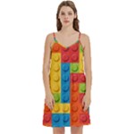 Lego Bricks, Colorful Dots Background Mini Camis Dress With Pockets