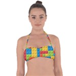 Lego Bricks, Colorful Dots Background Tie Back Bikini Top