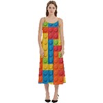 Lego Bricks, Colorful Dots Background Casual Spaghetti Strap Midi Dress