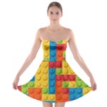 Lego Bricks, Colorful Dots Background Strapless Bra Top Dress