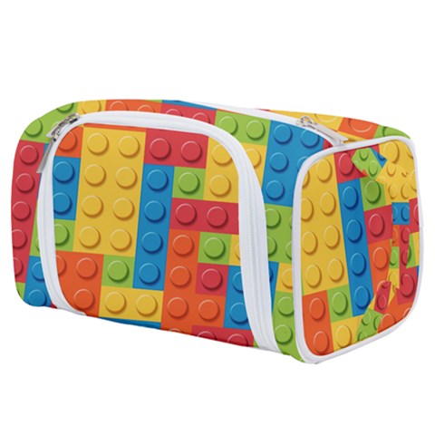 Lego Bricks, Colorful Dots Background Toiletries Pouch from ArtsNow.com