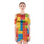 Lego Bricks, Colorful Dots Background Shoulder Cutout One Piece Dress