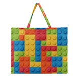 Lego Bricks, Colorful Dots Background Zipper Large Tote Bag