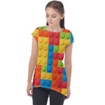 Lego Bricks, Colorful Dots Background Cap Sleeve High Low Top