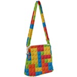 Lego Bricks, Colorful Dots Background Zipper Messenger Bag