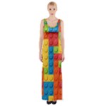 Lego Bricks, Colorful Dots Background Thigh Split Maxi Dress