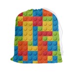 Lego Bricks, Colorful Dots Background Drawstring Pouch (2XL)