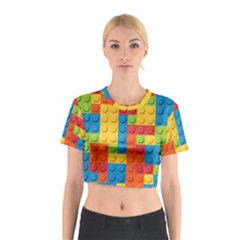 Lego Bricks, Colorful Dots Background Cotton Crop Top from ArtsNow.com