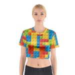 Lego Bricks, Colorful Dots Background Cotton Crop Top