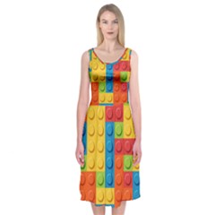 Lego Bricks, Colorful Dots Background Midi Sleeveless Dress from ArtsNow.com