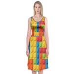 Lego Bricks, Colorful Dots Background Midi Sleeveless Dress