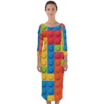 Lego Bricks, Colorful Dots Background Quarter Sleeve Midi Bodycon Dress