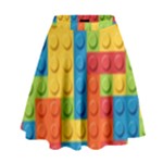 Lego Bricks, Colorful Dots Background High Waist Skirt