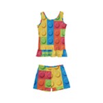 Lego Bricks, Colorful Dots Background Kids  Boyleg Swimsuit