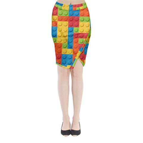 Lego Bricks, Colorful Dots Background Midi Wrap Pencil Skirt from ArtsNow.com