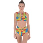 Lego Bricks, Colorful Dots Background Bandaged Up Bikini Set 