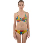 Lego Bricks, Colorful Dots Background Wrap Around Bikini Set