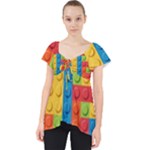 Lego Bricks, Colorful Dots Background Lace Front Dolly Top