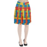 Lego Bricks, Colorful Dots Background Pleated Skirt