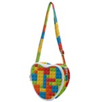 Lego Bricks, Colorful Dots Background Heart Shoulder Bag