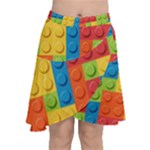 Lego Bricks, Colorful Dots Background Chiffon Wrap Front Skirt