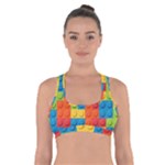 Lego Bricks, Colorful Dots Background Cross Back Sports Bra