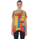 Lego Bricks, Colorful Dots Background Cut Out Side Drop T-Shirt