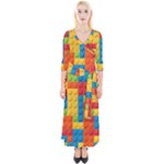 Lego Bricks, Colorful Dots Background Quarter Sleeve Wrap Maxi Dress