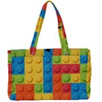 Lego Bricks, Colorful Dots Background Canvas Work Bag