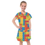 Lego Bricks, Colorful Dots Background Kids  Drop Waist Dress