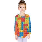 Lego Bricks, Colorful Dots Background Kids  Long Sleeve T-Shirt