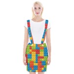 Lego Bricks, Colorful Dots Background Braces Suspender Skirt