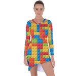 Lego Bricks, Colorful Dots Background Asymmetric Cut-Out Shift Dress